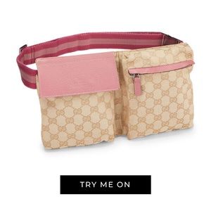 gucci pink gg canvas WEB DOUBLE POCKET WAIST POUCH